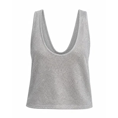 Marianne By Marie Jordane Women's Elegant Low-back Lurex Silver Top Sasha Made In France