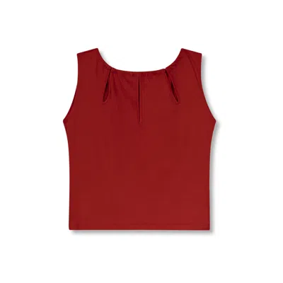 Marianne By Marie Jordane Women's Gaby Teardrop Neckline Red Top