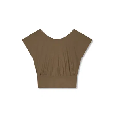 Marianne By Marie Jordane Women's Green Juno Organic Cotton Tee Khaki