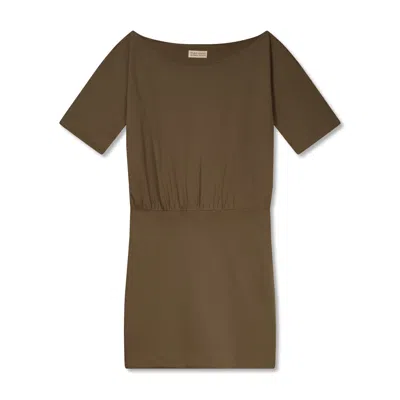 Marianne By Marie Jordane Women's Green Loulou Asymmetric T-shirt Dress Khaki