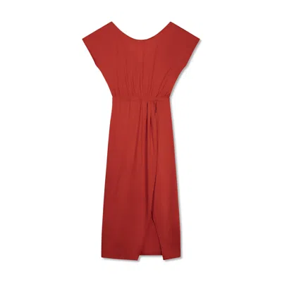 Marianne By Marie Jordane Women's Iggy Midi Dress Organic Cotton Red