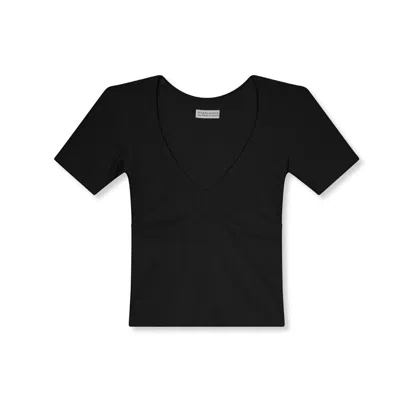 Marianne By Marie Jordane Women's Mila Pointelle Jersey Top Black