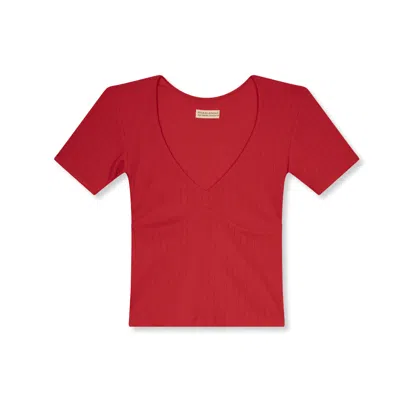 Marianne By Marie Jordane Women's Mila Pointelle Jersey Top Red