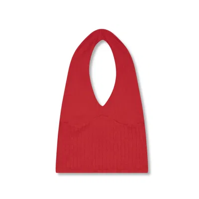 Marianne By Marie Jordane Women's Nico Top – Open-back Jersey Pointelle Knit Red