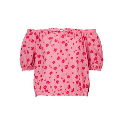 Marianne By Marie Jordane Women's Pink / Purple Morgane Off Shoulder Print Top In Pink/purple
