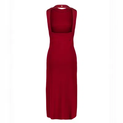 Marianne By Marie Jordane Women's Red Charlize Midi Dress Open Back Chili Dress