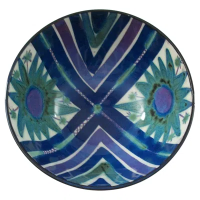 Pre-owned Marianne Johnson Royal Copenhagen -  - Hand Painted Fajance Bowl - Circa 1960's In Blue