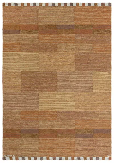 Pre-owned Marianne Richter Vintage Scandinavian Tan Flatweave Carpet By  Ab Mmf In Brown