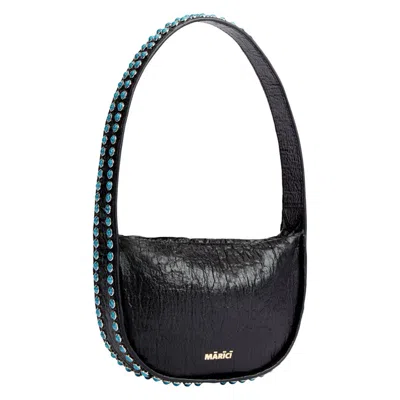 Marici Structured Black Shoulder Bag With Brass-studded