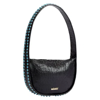 Marici Structured Black Shoulder Bag With Brass-studded