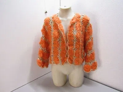 Pre-owned Maridruna Womens Marigold Wool Short Handknit Cardigan Size Os Orange