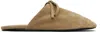 Marie Adam-leenaerdt Beige Bow Suede Slippers In Brown