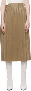 Marie Adam-leenaerdt Beige Pleated Midi Skirt In 1025 Beige Check