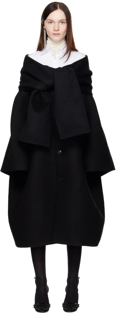 Marie Adam-leenaerdt Black Scarf Coat In 9999 Black