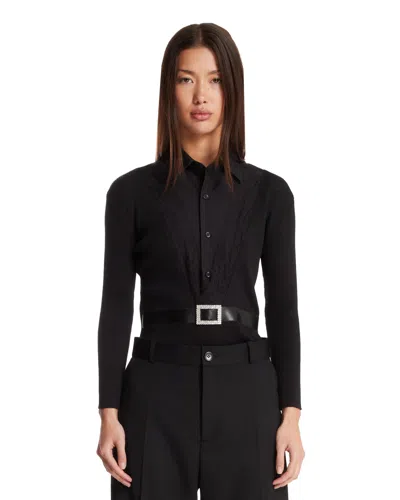 Marie Adam-leenaerdt Black Shirt-cardigan With Belt