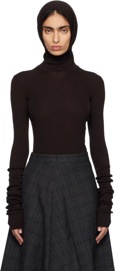 Marie Adam-leenaerdt Brown Balaclava Sweater