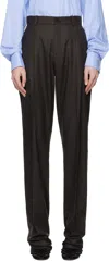 Marie Adam-leenaerdt Brown Classic Slim Wool Trousers In 7023 Brown Check
