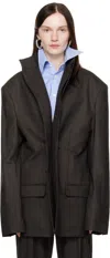 Marie Adam-leenaerdt Brown High Neck Jacket In 7023 Brown Check