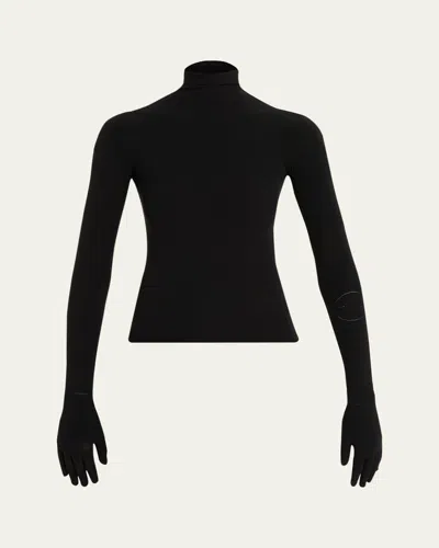 Marie Adam-leenaerdt Collant Turtleneck Top In Black