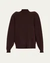 Marie Adam-leenaerdt Distorted Scarf-tie Oversized Turtleneck Wool Sweater In Brown