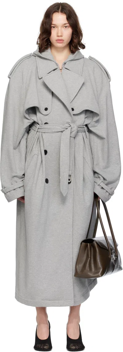 Marie Adam-leenaerdt Gray Hooded Trench Coat