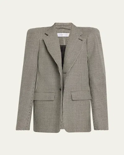 Marie Adam-leenaerdt Houndstooth Hanger Tailoring Wool Jacket In Whiteblack Check