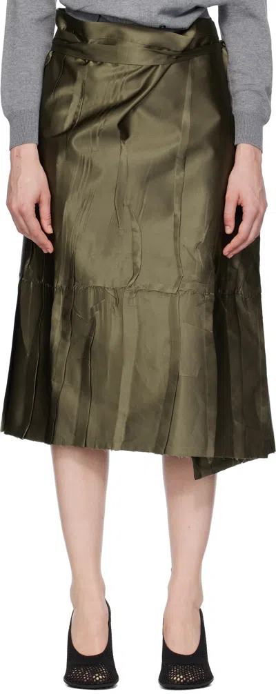 Marie Adam-leenaerdt Khaki Apron Flat Midi Skirt