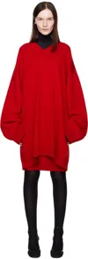 Marie Adam-leenaerdt Red Fitted Back Sweater Minidress In 4000 Red
