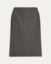 Marie Adam-leenaerdt Reversible Midi Wool Suit Skirt In Whiteblack Check
