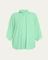 Marie Adam-leenaerdt Ruffled Collar Blouse In Neon Green