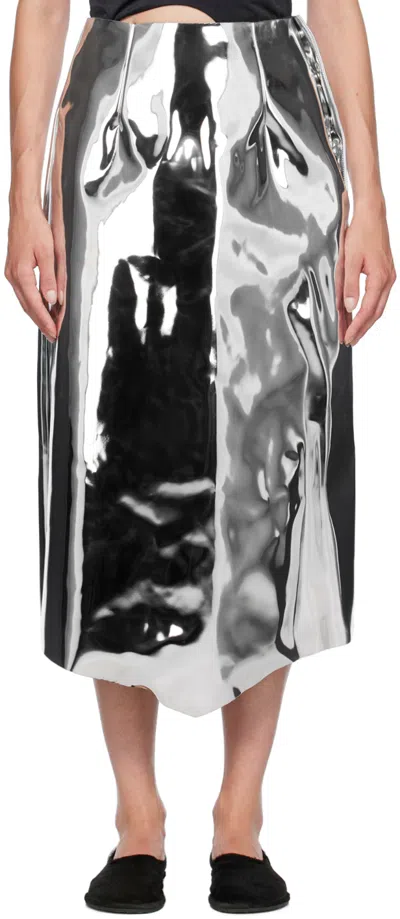 Marie Adam-leenaerdt Silver Reflector Midi Skirt In 8030 Silver