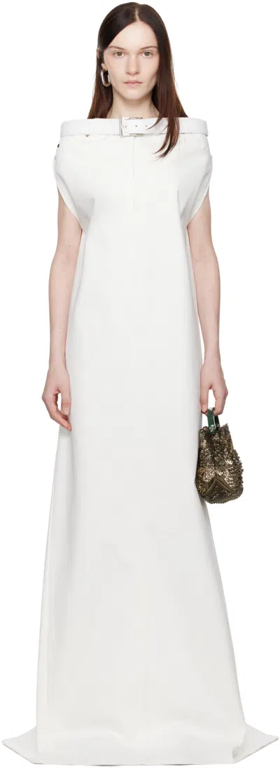 Marie Adam-leenaerdt White Jeans Skirt Maxi Dress In 1016 Ivory