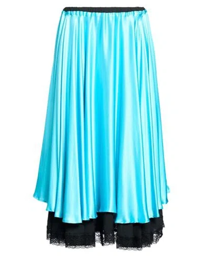 Marie Adam - Leenaerdt Woman Midi Skirt Azure Size 2 Silk, Polyester In Blue