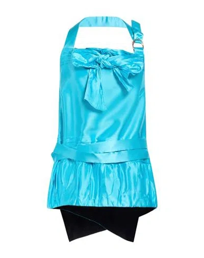 Marie Adam - Leenaerdt Woman Top Azure Size 6 Silk, Cotton In Blue
