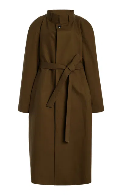 Marie Adam-leenardt Convertible Cotton Trench Coat In Khaki