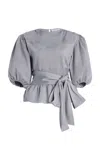 Marie Adam-leenardt Structured Retro Peplum Top In Light Grey