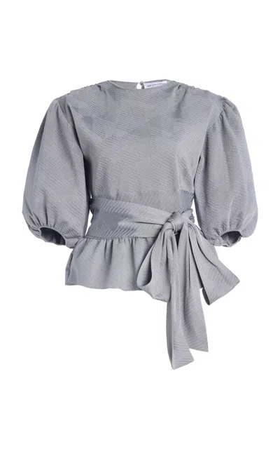Marie Adam-leenardt Structured Retro Peplum Top In Light Grey