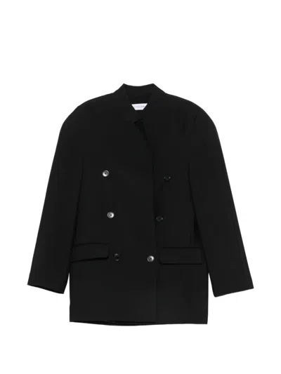 Marie Adam-leenaerdt Double-breasted High-neck Jacket In Black