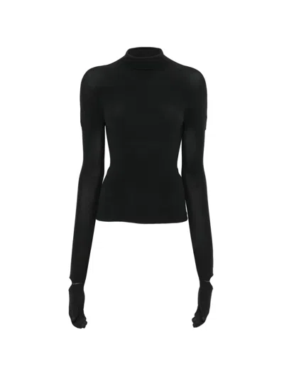 Marie Adam-leenaerdt Glove-sleeve High-neck Top In Black