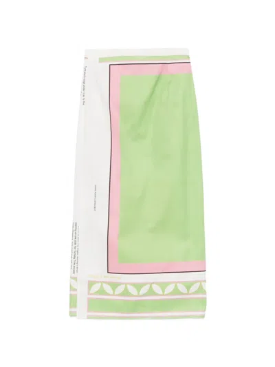 Marie Adam-leenaerdt Graphic-print Wrap Maxi Skirt In Green