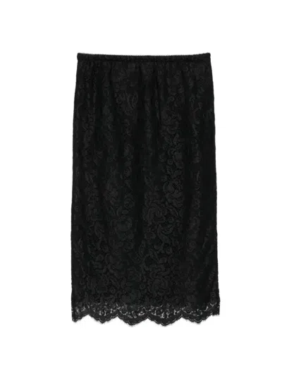Marie Adam-leenaerdt Lace-overlay Midi Skirt In Black