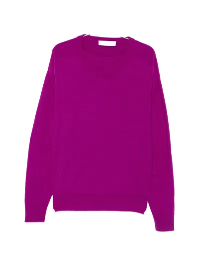 Marie Adam-leenaerdt Layered-neckline Rib-trimmed Cardigan In Purple