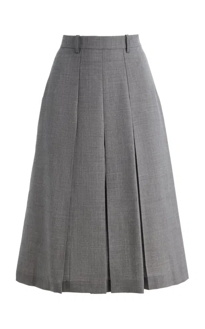 Marie Adam-leenaerdt Pleated Wool Midi Skirt In Gray
