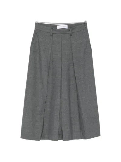 Marie Adam-leenaerdt Pleated-detail Midi Skirt In Gray