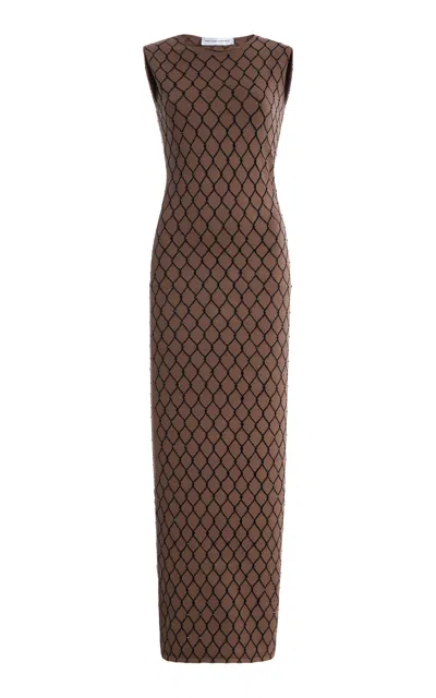 Marie Adam-leenaerdt Resille Sequined Knit Maxi Dress In Brown