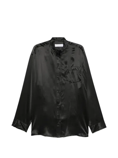 Marie Adam-leenaerdt Satin-finish Oversized Shirt In Black