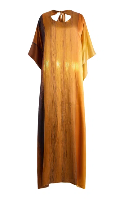 Marie Adam-leenaerdt Sunet Landscape Silk Maxi Dress In Orange