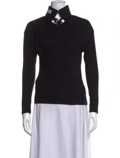 Pre-owned Marie Adam-leenaerdt Tie Neck Long Sleeve Top In Black