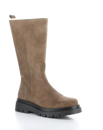 Pre-owned Marie Bos. & Co. Women's  12" Zip Up Mid-calf Boot In Taupe