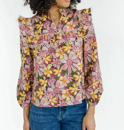 Marie By Victoria Dunn Elle Blouse In Teaberry In Multi